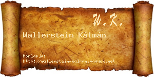 Wallerstein Kálmán névjegykártya